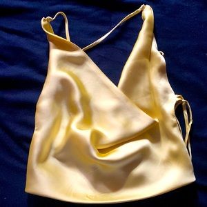 Yellow silk w/ lace back